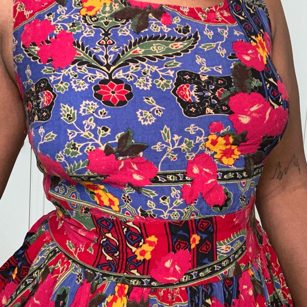 Floral Blue and Red Dress